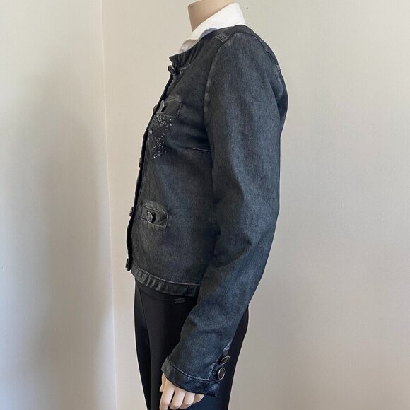 Made In Morocco Distressed Stretch Leather Trim Jacket - Picture 2 of 14